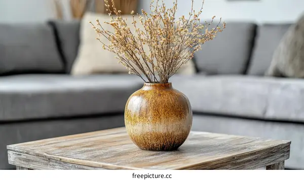 Rustic Living Room Decor with Dried Flowers