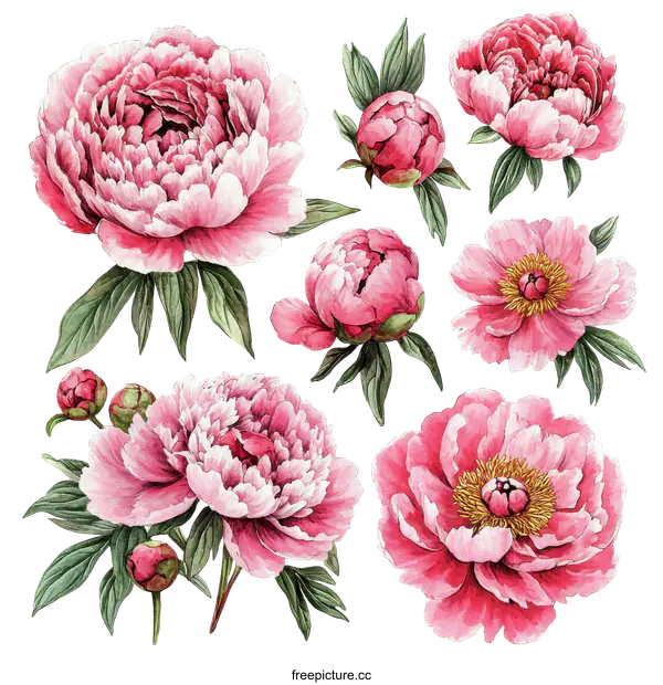 [Transparent Background PNG]Beautiful Watercolor Peony Flowers