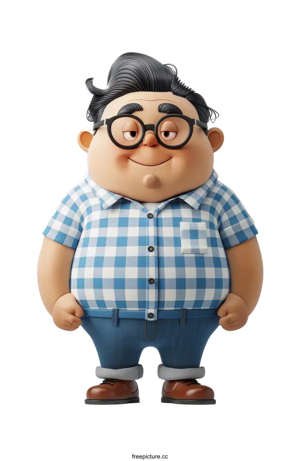 A 3D illustration of a man with glasses