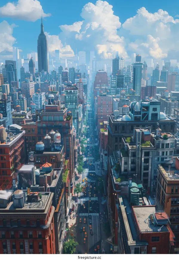 Aerial View of a Futuristic Cityscape