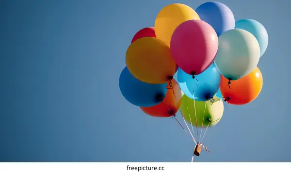 Colorful Balloons Floating Against a Blue Sky