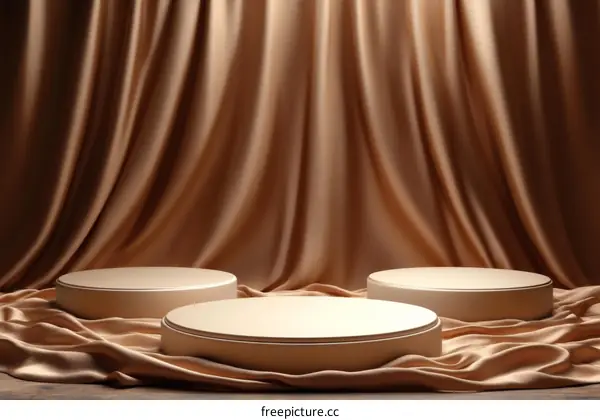 Beige Product Display with Draped Silk