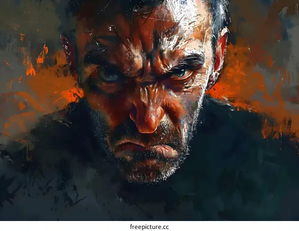 portrait of a man with a beard and a scar on his face