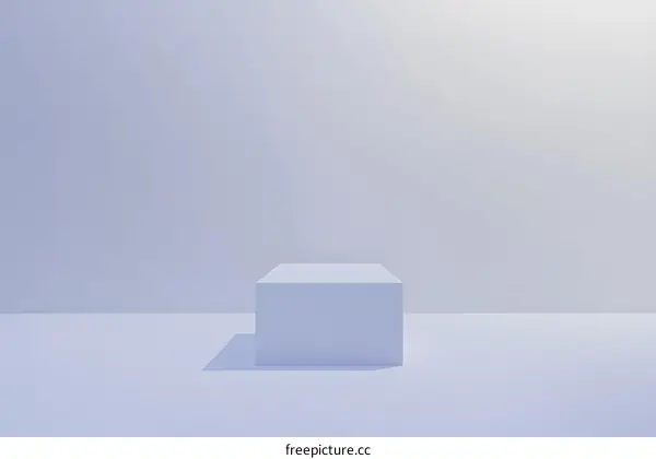 Simple White Cube Platform on a Light Blue Background