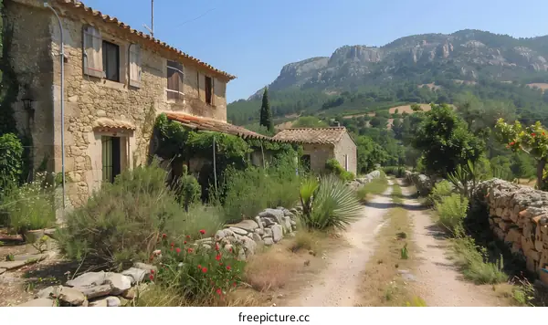 Stone House With Ivy and Mountain View