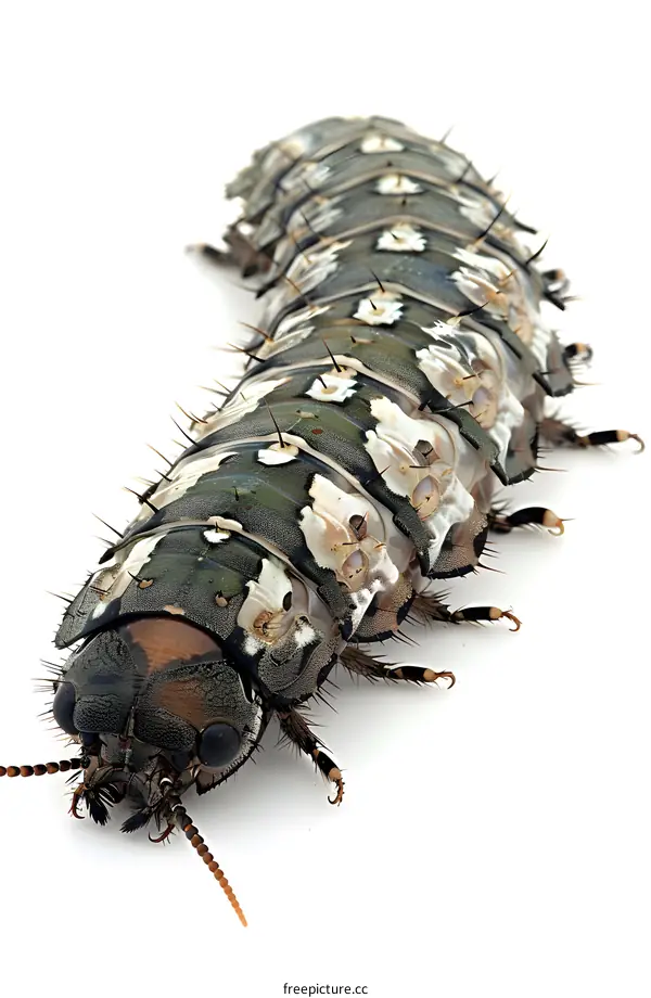 Click Beetle Larvae on White Background