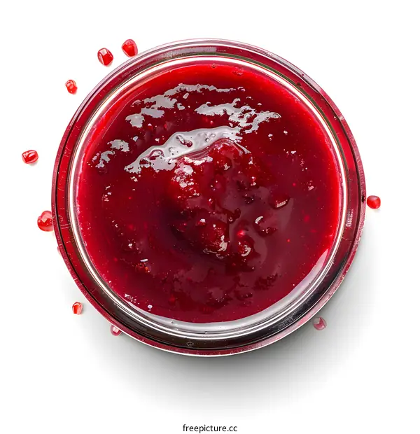 Bowl of Cranberry Sauce on White Background