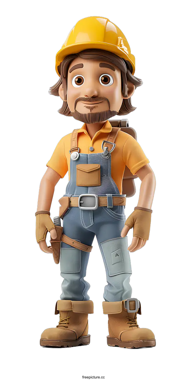 [Transparent Background PNG]builder wearing hardhat