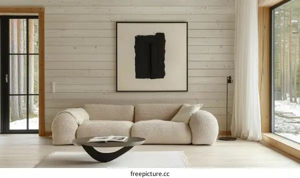 Modern Living Room Interior Design with Minimalist Art