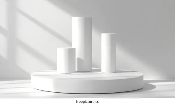 White Cylindrical Display Stands Product Showcase