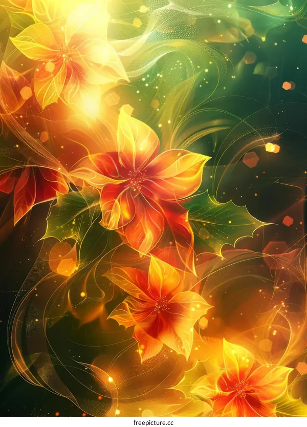 Ethereal Orange Flowers in Vibrant Green Surroundings