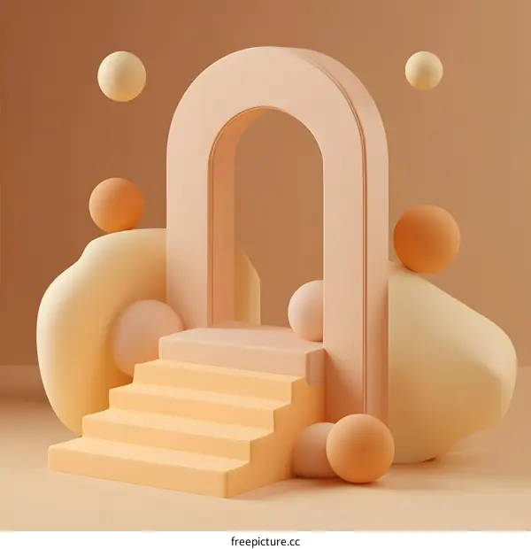 Abstract 3D  Minimalist Arch Staircase Design