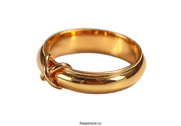 [Transparent Background PNG]Gold Ring with Intricate Knot Design
