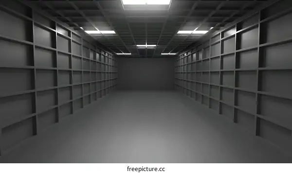 Dark Grey Empty Room with Square Recessed Panels