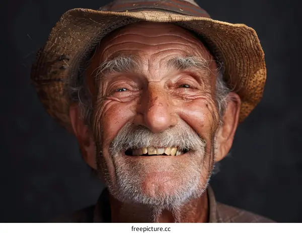 Portrait of a Happy Old Farmer