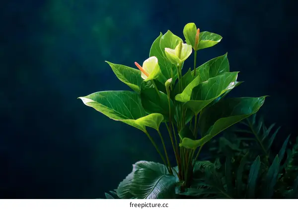 Exotic Anthurium Plant in Dark Background