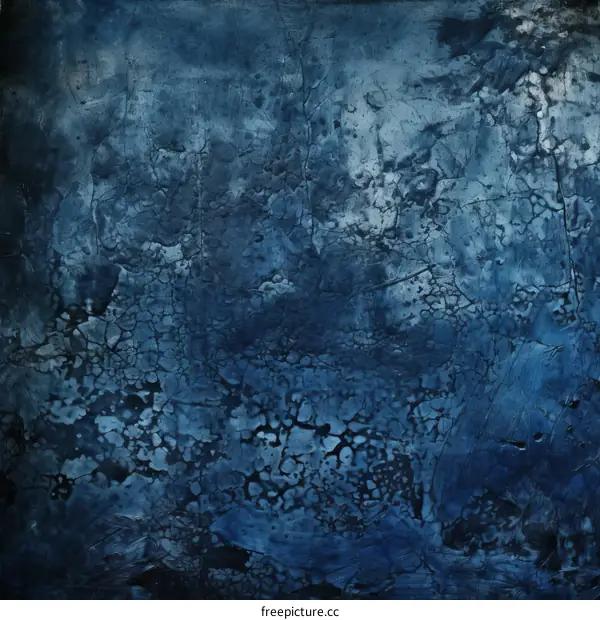 Abstract Blue Oil Painting with Heavy Texture
