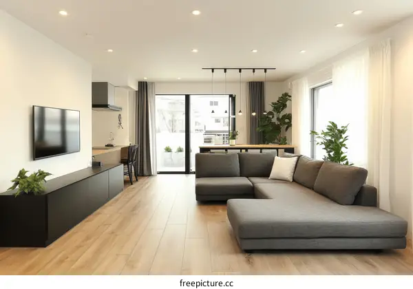 Modern Open-Plan Living Room with L-shaped Sofa