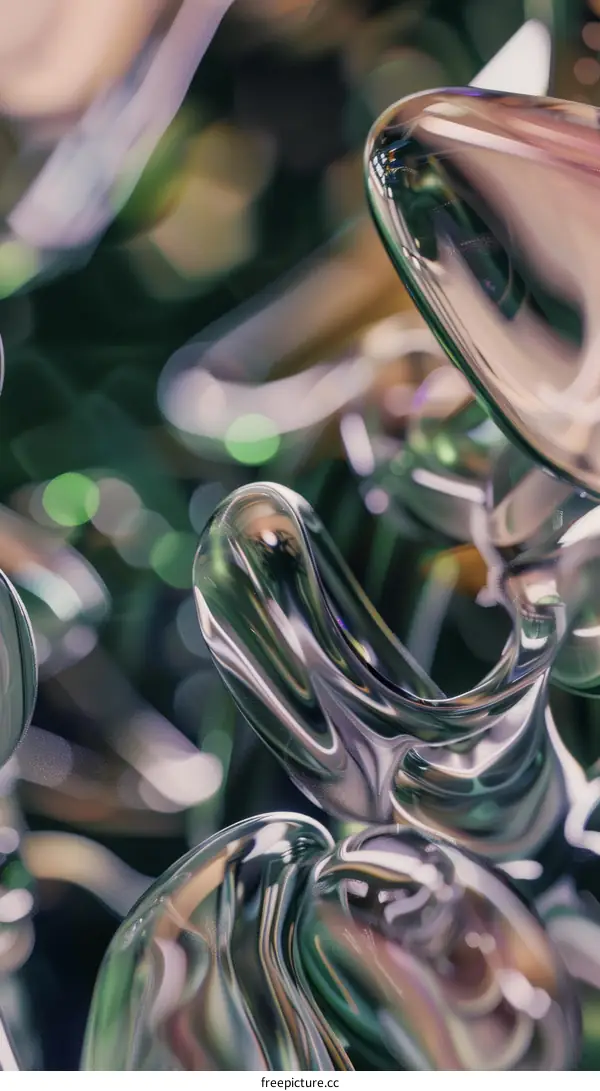 Abstract Glass Sculpture Render with Blurred Background