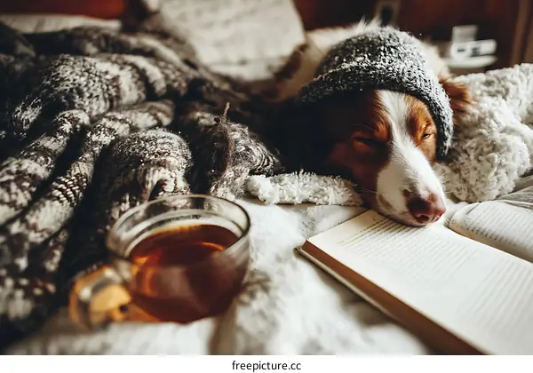 Cozy Winter Day with a Sleepy Dog