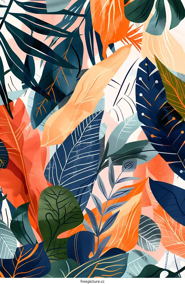 Tropical Leaves Seamless Pattern Design Illustration