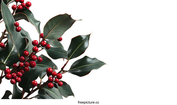 [Transparent Background PNG]Christmas Holly Berries and Leaves Composition