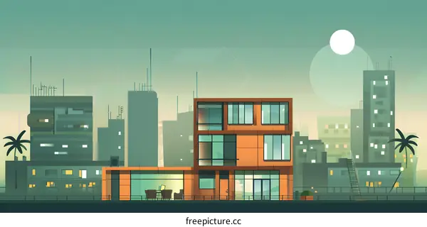 Modern Cityscape Building Illustration
