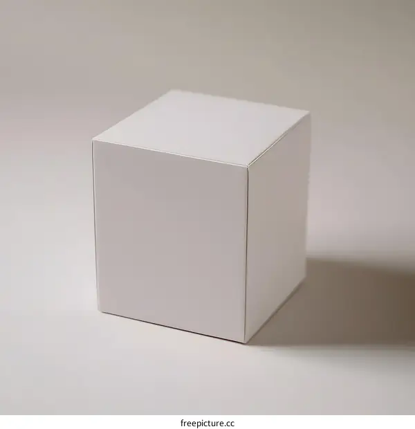 White Square Cardboard Box On White Background
