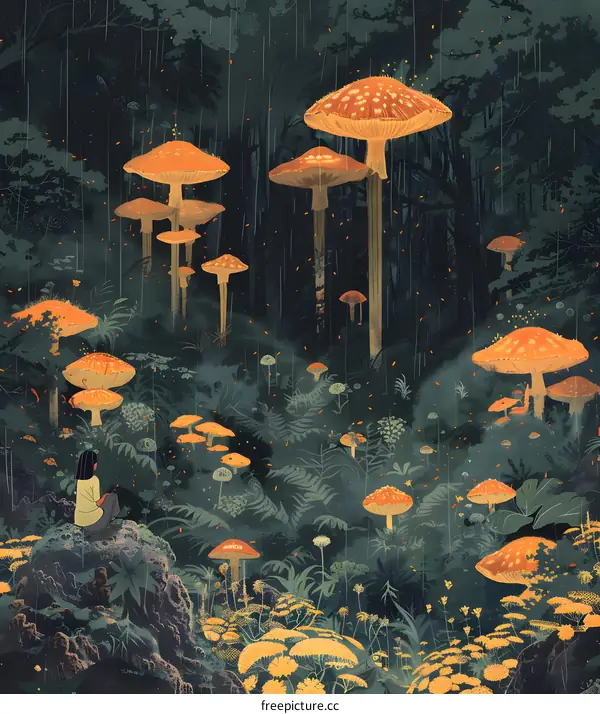 girl and the fantasy mushrooms