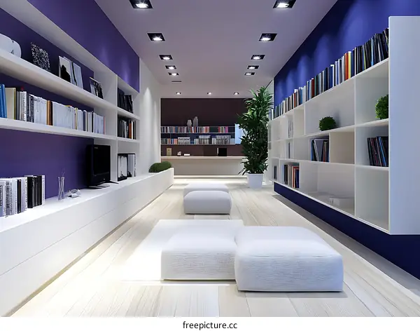 Modern Minimalist Library Interior Design