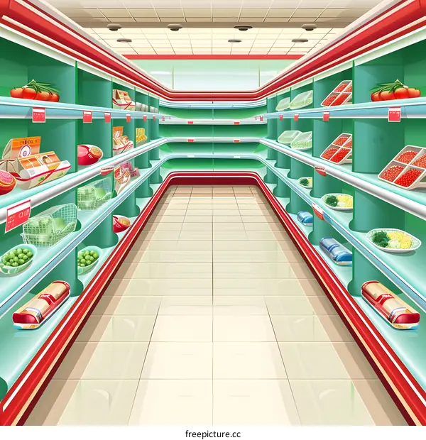 Empty Supermarket Aisle Illustration
