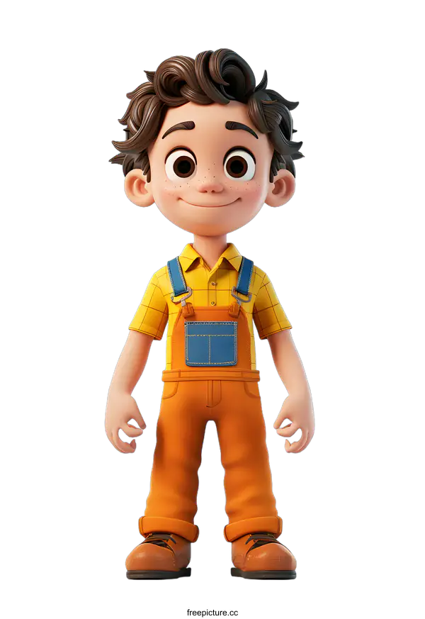 [Transparent Background PNG]3D rendering of a cute cartoon boy