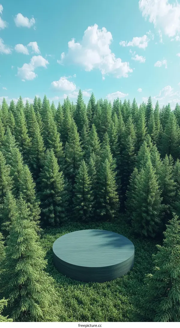 Empty Circle Display in Forest Scene