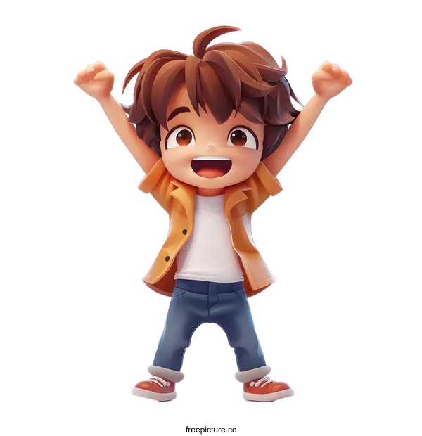 [Transparent Background PNG]Happy Cartoon Boy Character 3D Illustration