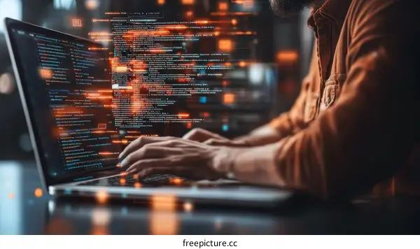 Concentrated Programmer Working Late