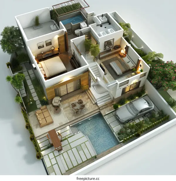 Modern House Interior Design With Pool