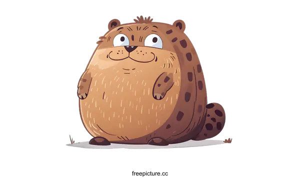 [Transparent Background PNG]Cute Cartoon Illustration of a Fat Bear