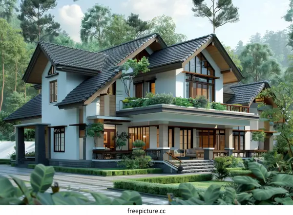 Modern Villa Exterior Design in a Lush Landscape