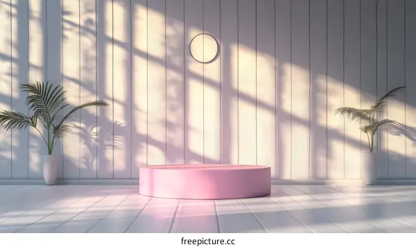 Pink Podium Display in a Modern Minimalist Room