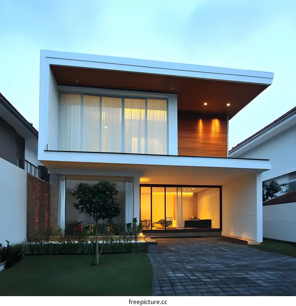 Modern Home Exterior Design with Large Windows
