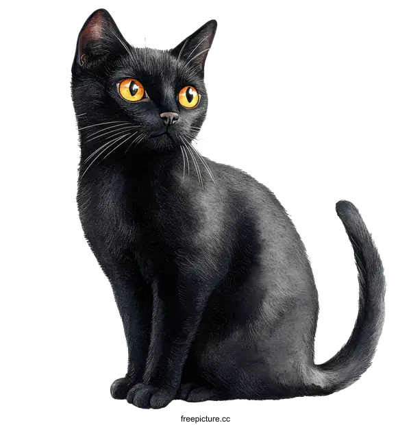 [Transparent Background PNG]Beautiful Black Cat Illustration