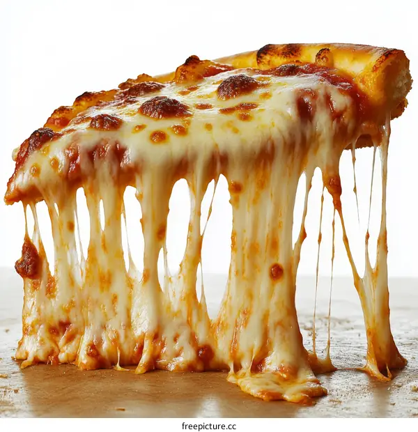 Close Up of a Melted Cheese Pizza Slice