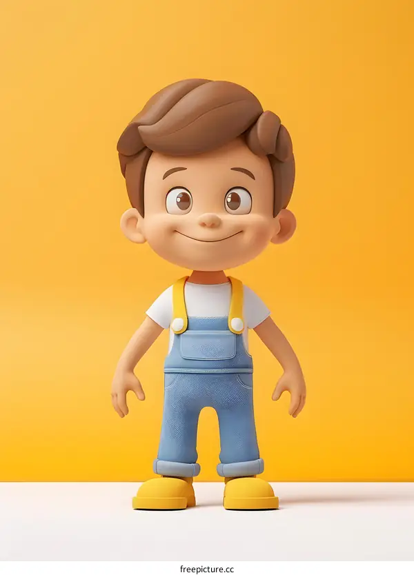 3D rendering of a cute cartoon boy