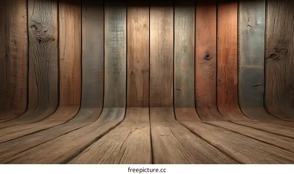 Wooden Room Background with Curved Walls