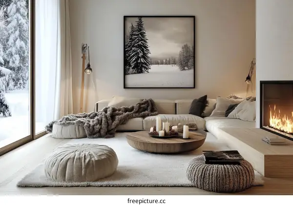 Cozy Winter Living Room Illustration