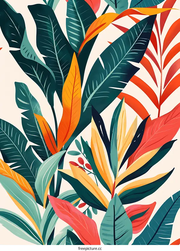 Tropical Leaves Seamless Pattern Illustration