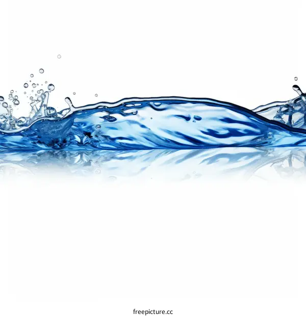 Blue water wave with white background