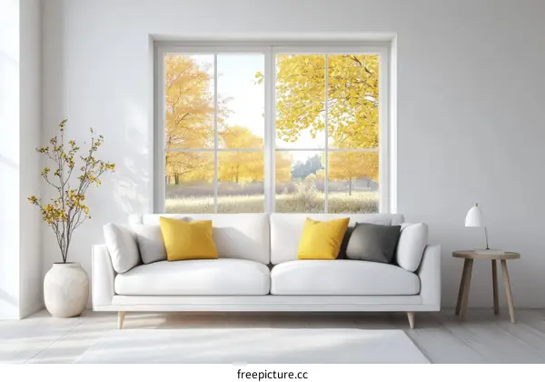 Autumn Living Room Interior Design Illustration