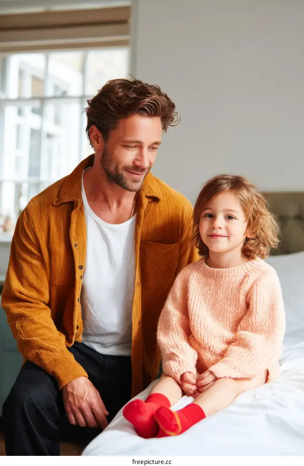 Father and Daughter Bonding in a Cozy Setting