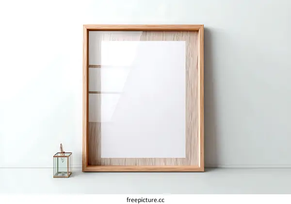 Wooden Frame with Blank White Poster